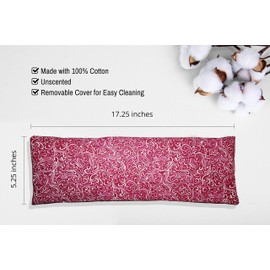 Microwavable Corn Filled Heating Pad and Cold Pack/Washable 100% Cotton Cover (Breezy - Raspberry, 5.25in W x 17.25in L)