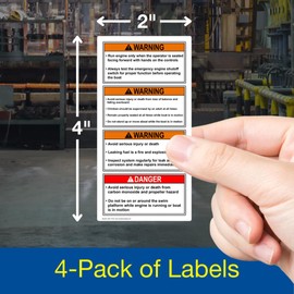 ComplianceSigns.com WARNING Boating Safety ANSI Label Decal, 4 x 2 inch 4-Pack Flexible Vinyl with Adhesive Backing for Recreation, American Made Safety Signs for the Workplace