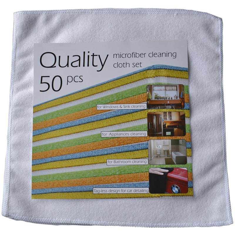 Quality Microfiber MFCW50 Cleaning Cloth, White, 50 Piece