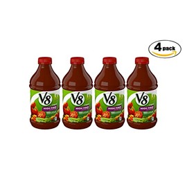 V8 High Fiber 100% Vegetable Juice, 46 oz. Bottle, 4 bottles total 184 fl oz