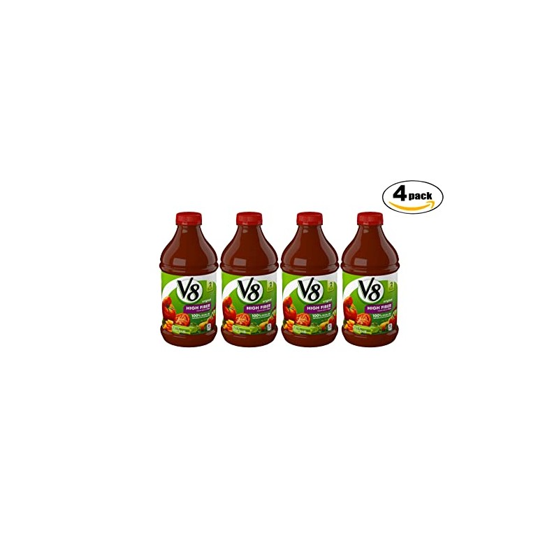 V8 High Fiber 100% Vegetable Juice, 46 oz. Bottle, 4