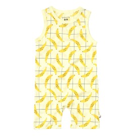 Babysoy Pattern Print Tank Romper Shortall (18-24 Months, Bananas)