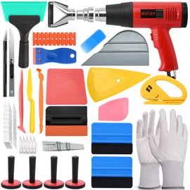 NEWISHTOOL Vinyl Wrap Tool Kit with Heat Gun, Car Wrap Kit, Felt Squeegee, Tucking Squeegee, Gloves, Magnets Holder, Window Tint Tools for Car Film Installation