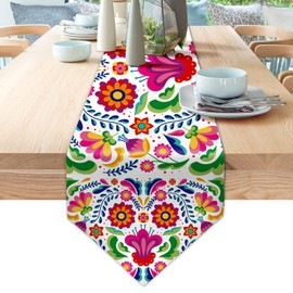 Mexican Table Runners for Fiesta Day of The Dead Dia De Los Muertos Decoration Cinco De Mayo Linen Rustic Home Dining Room Kitchen Table Decorations