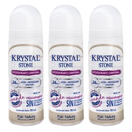 Krystal Stone Desodorante Lavanda Roll on 90ml 3 Pack