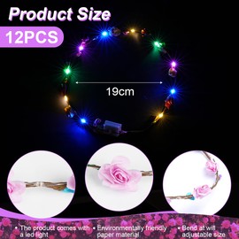 URAQT URAQT LED Blumenkranz Stirnband, 12PCS Haarkranz Blumen Mallorca Party Accessoires, Damen und Kinder Festival Zubehör Geburtstag Weihnachten Party Hochzeit Dekor Blumenkranz Kopfschmuck