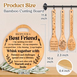 Best Friend Birthday Gifts for Women - Engraved Bamboo Cutting Board Set, Unique Gifts for Best Friend Women, Mothers Day Christmas Birthday Gifts for Friends Bestie Bff
