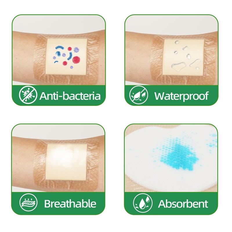 Jointown Foam Wound Dressing Bandages Silicone Adhesive Border 6 x