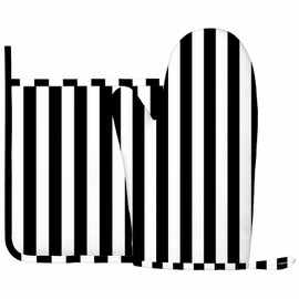 Mxocom Vertical Black Strip Oven Mitts and Pot Holders Sets Black White Silicone Heat Resistant Kitchen Oven Gloves Pot Holder for Cooking