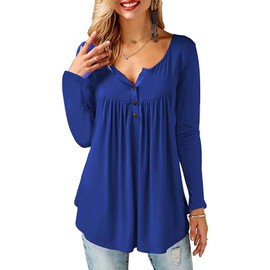 Beluring Long Sleeve Tshirts Women Ladies Tunic Tops Blouse Blue Size 16 18