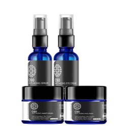 C60 Complete Skin Care Solution - Anti Aging Moisturizer, Mask, Eye Cream and Serum with Carbon 60 Superantioxidant - Brightening for Dark Spots, Even Skin Tone, Eye Area, Fine Lines & Wrinkles