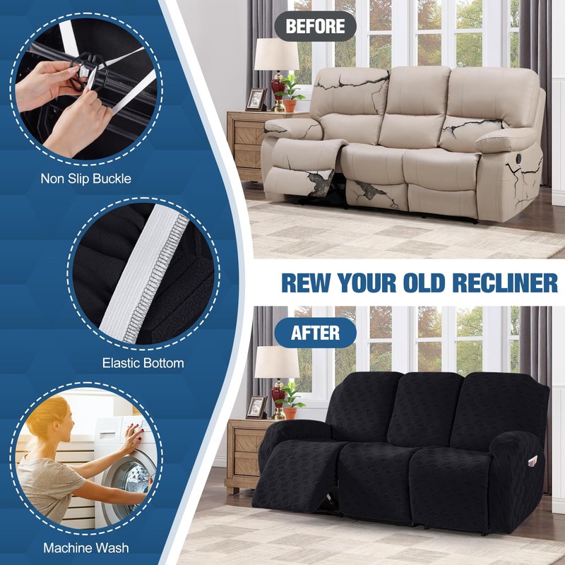 TAOCOCO Recliner Sofa Covers Stretch Reclining Couch Cover, Jacquard Recliner
