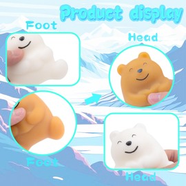 Cute Little Bear Toy (Set of 2) Scented, Fidget Little Bear Mochi Toys, Stress Relief Squeeze for Kids and Adults, Sensory Toy for Autism, Birthday, Christmas, Office, Stocking Stuffer Gift