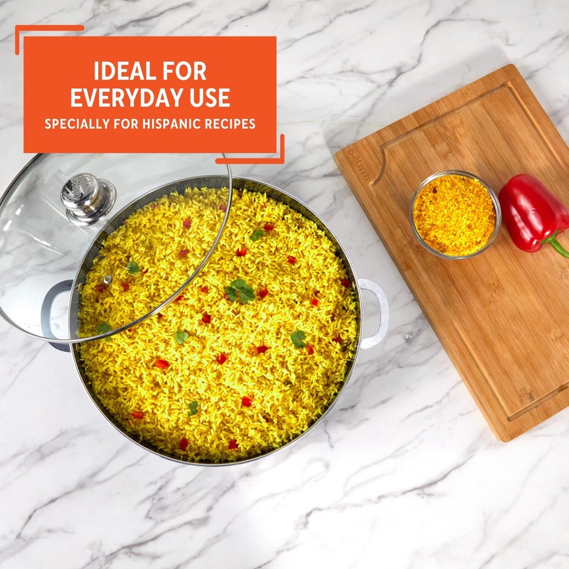 IMUSA 9Qt Bistro Ceramic Nonstick Caldero/Dutch Oven with Glass Lid,