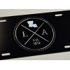 Diamond Etched LA Louisiana State Car Tag Black Metal Front
