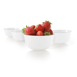 Trendables 24 Ounce Set Of 10 White Silver Rimmed Fancy Disposable Serving Bowls For Snacks Is The Perfect Plastic Ice Cream Bowls Plastic Salad Bowls Plastic Candy Bowl Clear Plastic Bowls
