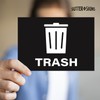 Trash Stickers, Self Adhesive Weatherproof Vinyl Stickers, Black, 7" x