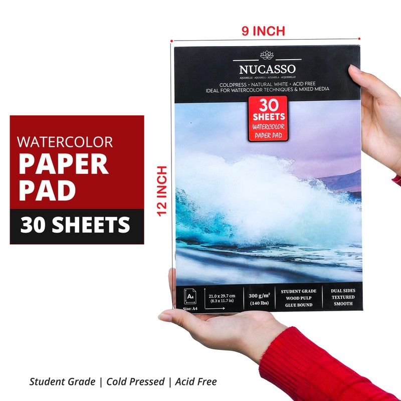 NUCASSO Watercolour Paper Pad A4 x 30 Sheets – Natural