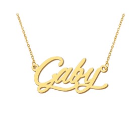 Gaby Pendant Name Necklace 18k Gold Plated Stainless Steel Script Nameplate Necklace Jewelry for Best Friends