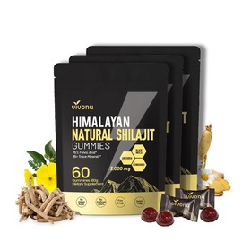 VivoNu Himalayan Shilajit Gummies | With Ashwagandha, Gokshura & other herbs | No added sugar | 60 Gummies:_Pack of 3