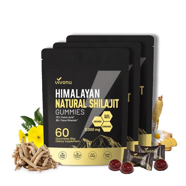 VivoNu Himalayan Shilajit Gummies | With Ashwagandha, Gokshura & other