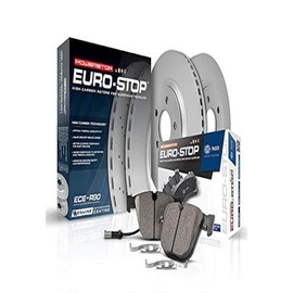 Power Stop ESK7811 Euro-Stop Rear Brake Kit- Coated Brake Rotors & Ceramic Brake Pads For Volkswagen Passat 2009 [Model Specific]