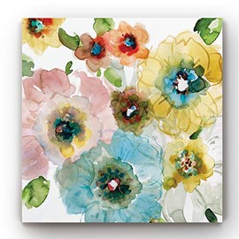 Renditions Gallery Nature Art Prints for Home Decor Colorful Blooming of Spring Floral Abstract Art Wall Hanging Canvas for Bedroom Dining Living Room Office Home Kitchen Wall Decor - 24"X24"