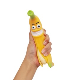 Luckana Funny Squeeze Banana Stress Relief Fruit Toy for Adults Kids, Perfect Funny Face Office Desk Fidget Prank Gifts