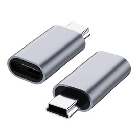 Adaptador USB C a Mini USB 2.0, (paquete de 2) tipo C hembra a Mini USB 2.0 macho convertidor conector compatible con carga y sincronización de datos GoPro Hero 3+, reproductores MP3, cámara de