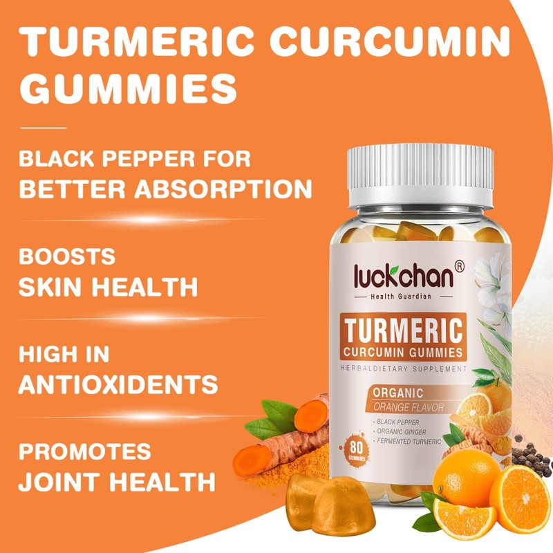 Turmeric Curcumin Gummies with Ginger & Black Pepper Herbal Supplement-160