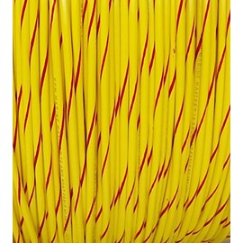 12 AWG Spiral Stripe Tracer Marine Primary Wire, Yellow with Red Stripe, 100 Feet