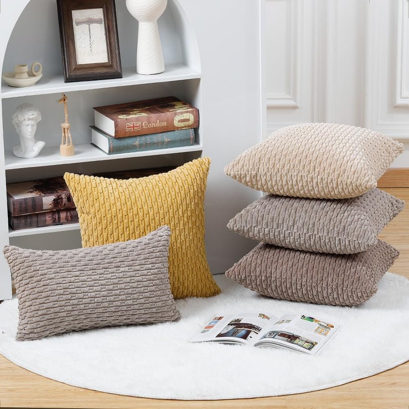 Madizz Pack of 2 Soft Corduroy Decorative Throw Pillow Covers