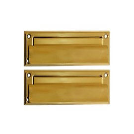 QCAA Solid Brass Mail Slot, with Solid Brass Interior Frame and Solid Brass Back Plate, 8-7/8''X2-7/8, Polished Brass, 1 Pack, Made in Taiwan