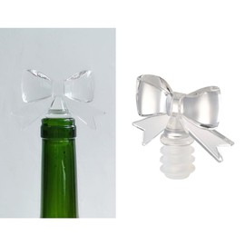 Cute Bow Bottle Stopper Wine Stopper,Silicone Reusable Wine Stopper Wine Outlet Cap Bottle Stopper, Cute Wine Accessories Fun Kitchen Gadgets for Keep The Wine Fresh (Transparent)