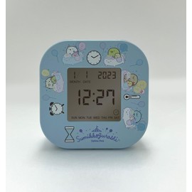 ALIAS AC22012SXSG Sumikko Gurashi Alarm Clock, Digital, Multi-Function Clock, Tapioka Park, Backlight, Timer, Temperature Display, Light Blue
