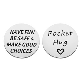 New Driver Gift Have Fun Be Safe Make Good Choices Pocket Hug Token Graduation Gift Driver First Key Gift for BFF Best Friend, Fun Safe Choices T, Small