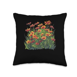 Indian Blanket Flowers In A Garden Throw Pillow
