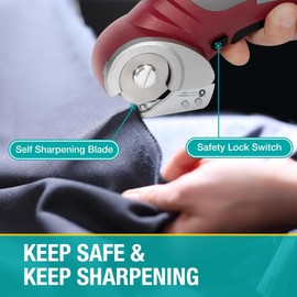 VLOXO VLOXO Cordless Electric Scissors, Rotary Cutter for Fabric with Safety Lock, 4.2V Cardboard Cutter Multi-Cutting Tools, Rechargeable Powerful Fabric Cutter for Carpet Leather Felt with Storage Box