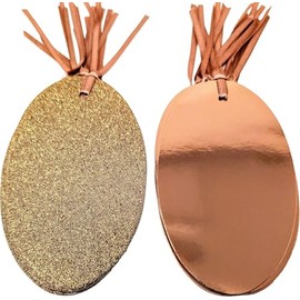 BG Christmas Xmas Style Luxury Glitter & Foil Rose Gold Oval Tags - Pack of 20