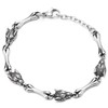 COOLSTEELANDBEYOND Men's Gothic Wolf Head Chain Bracelet Stainless Steel Bone