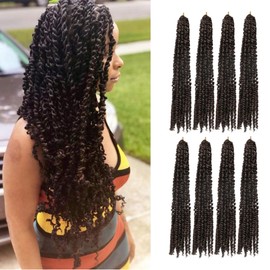 8 Pack Passion Twist Crochet Hair Passion Twist Hair Curly Crochet Hair Extensions for Black Women Crochet Braids Hair Extensions for Braiding Hair (brown passion twist hair, 18 Inch (Pack of 8))