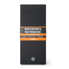 Notsu Reporter's Notebooks 2-Pack | Black Pocket Spiral Reporter Notepads for Journalist, Police, Detective, Field Note Taking | 100 Pages of 120 gsm Thick Paper, 3.75" x 8.25"