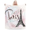 Paris Eiffel Tower Pattern Blanket, Soft Blankets Flannel Bed Throw