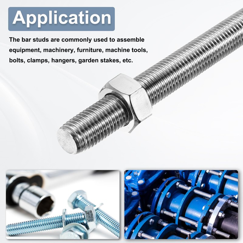 sourcing map Fully Threaded Rod M16 x 250mm 2mm Thread