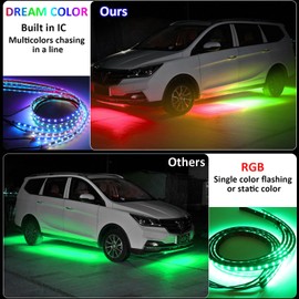 Kairiyard 4Pcs Underglow LED Lights for Cars, Dream Color Chasing Car Underglow kit APP & Remote Control RGB Under Car Lights Strips Music Sync Under Glow kit for Car Trucks SUVs
