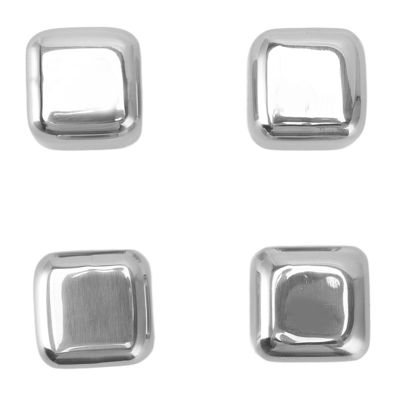 4Pcs Stainless Steel Ice Cubes Reuseable Polishing Beverage Chilling Stones