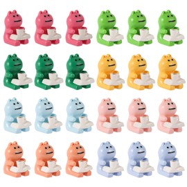 XIHIRCD 24pcs Mini Resin Frogs, Reading Mini Frog Garden Decor Miniature Resin Frog Cute Frog Desk Accessories Tiny Frog Figures for Home Miniature Garden Moss Landscape Gift for Frog Lovers