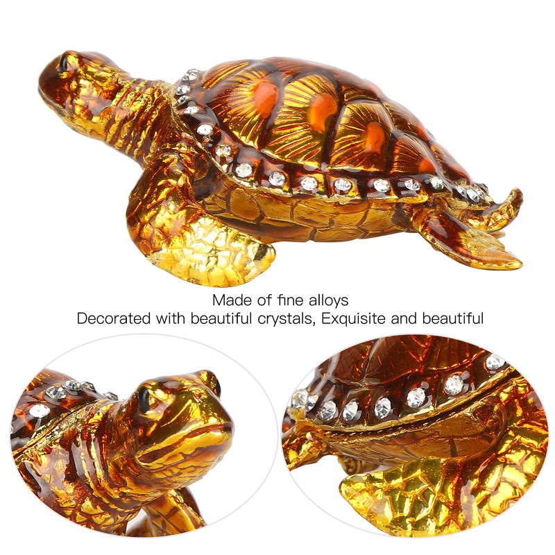 Tortoise Figurine Electroplated Turtle Jewelry Trinket Storage Box Ornament with