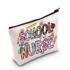 LEVLO School Nurse Cosmetic Bag Graduation Gift For Nurse School Student Nurse Make Up Zipper Pouch Bag School Nurse Appreciation Gift, School Nurse, Cosmetic Bag