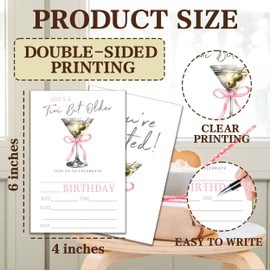 JUPXB Champagne Pattern Birthday Invitation, A Tini Bit Older Birthday Invitation, Bday Invitation Cards, 20 Fill In Style Invitation Cards with Envelopes, Party Favors & Decorations 4x6 Inch-C14